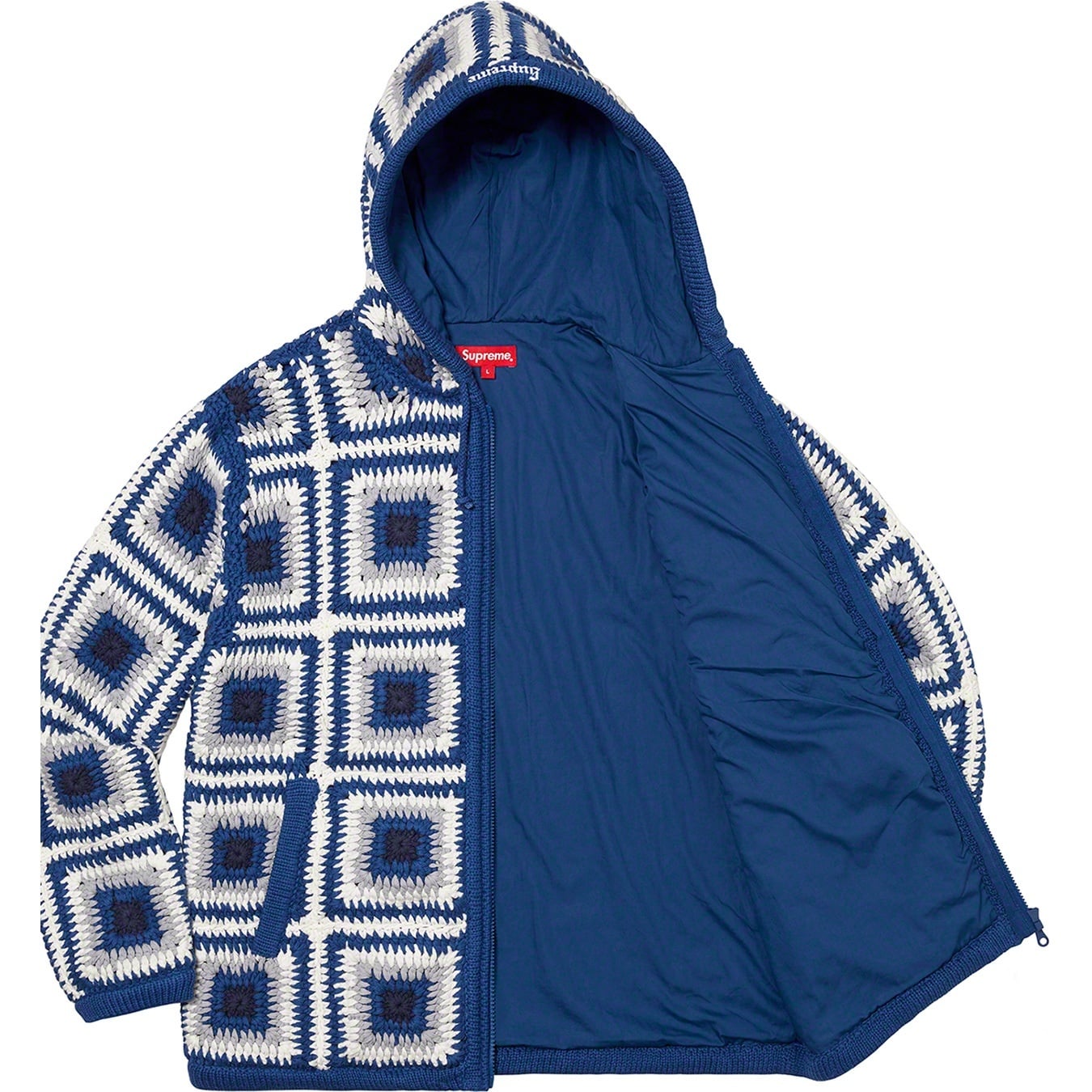 Crochet Hooded Zip Up Sweater view 8